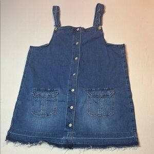 American Eagle Blue Denim Overalls Midi Dress Jumper